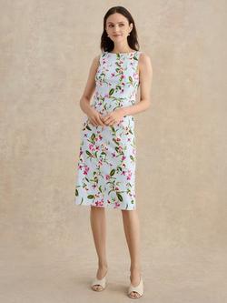 Hobbs Freda Floral Sleeveless Dress, Pale Blue/Multi, Pale Blue/Multi