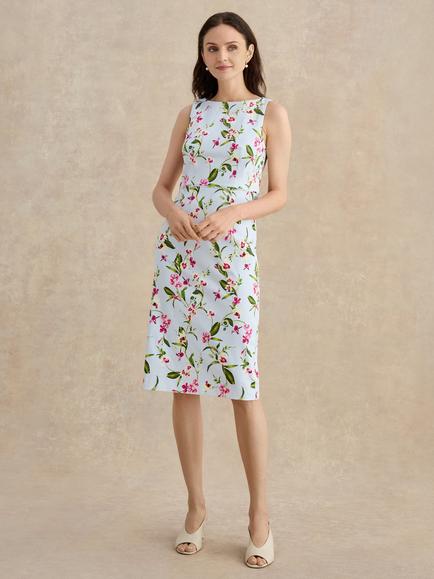 Hobbs Freda Floral Sleeveless Dress, Pale Blue/Multi, Pale Blue/Multi