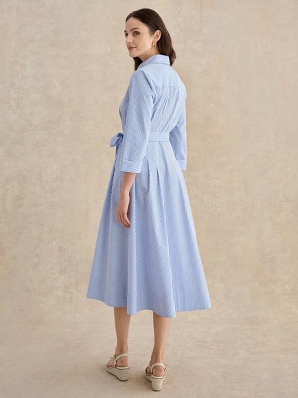 Hobbs Jane Stripe Shirt Dress, Blue/White - view 2, Blue/White