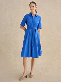 Hobbs Petite Brigitta Sateen Shirt Dress, Blue, Blue