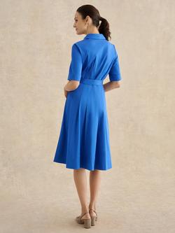 Hobbs Petite Brigitta Sateen Shirt Dress, Blue - view 2, Blue