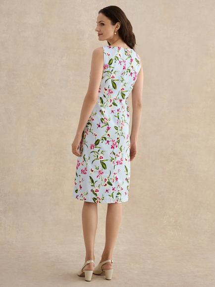 Hobbs Petite Freda Floral Dress, Blue/Multi - view 2, Blue/Multi