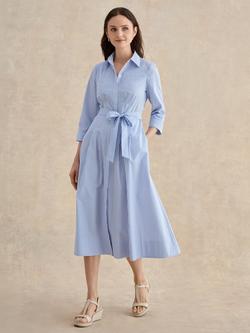 Hobbs Petite Jane Stripe Shirt Dress, Blue/Ivory, Blue/Ivory