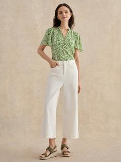 Hobbs Brinley High Rise Wide Leg Cropped Jeans, Off White, Off White