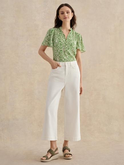 Hobbs Brinley High Rise Wide Leg Cropped Jeans, Off White, Off White