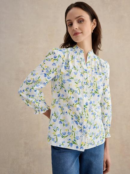 Hobbs Imelda Blouse, Ivory/Multi, Ivory/Multi