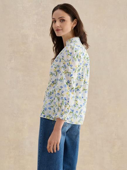 Hobbs Imelda Blouse, Ivory/Multi - view 2, Ivory/Multi