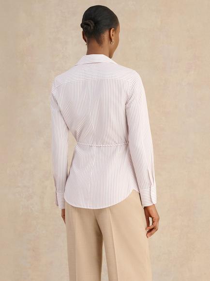 Hobbs Kinsley Pinstripe Wrap Shirt, White/Pink - view 2, White/Pink