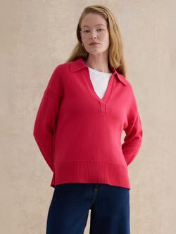 Hobbs Jamie Polo Jumper, Pink, Pink
