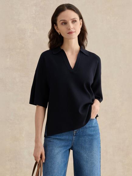 Hobbs Lenora Polo Jumper, Dark Navy, Dark Navy