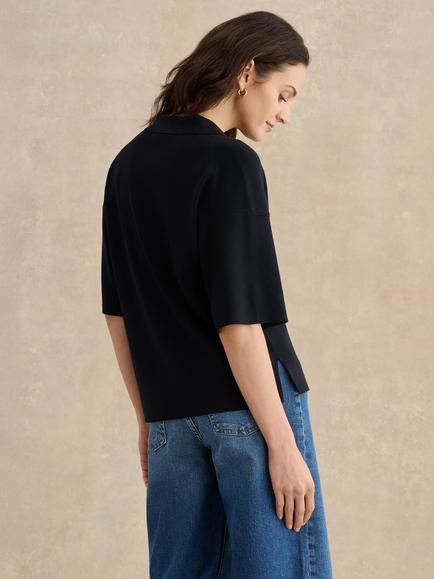 Hobbs Lenora Polo Jumper, Dark Navy - view 2, Dark Navy