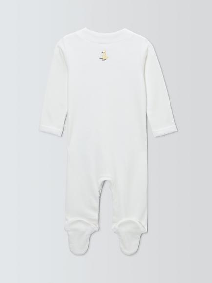 John Lewis Baby Supima Cotton Embroidered Sleepsuit, White - view 2, White