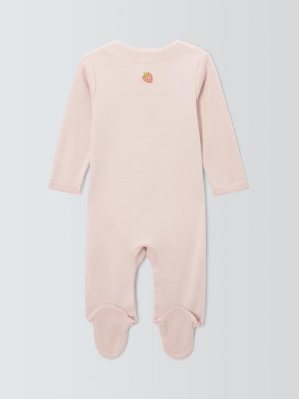 John Lewis Baby Supima Cotton Embroidered Sleepsuit, Pink - view 2, Pink