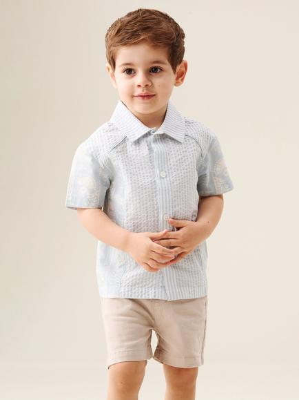 Angel & Rocket Baby Stripe Seersucker Shirt, Blue, Blue