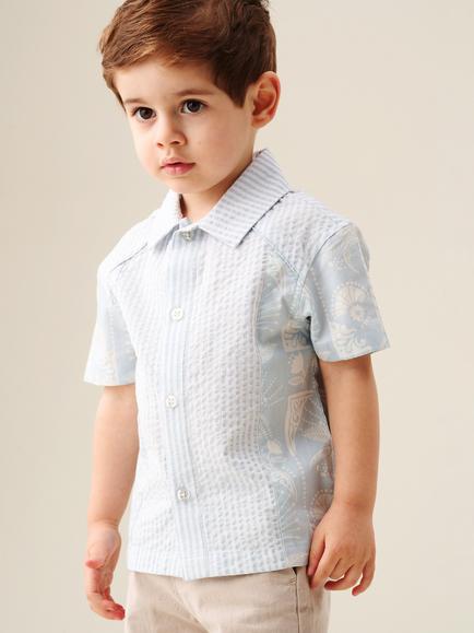 Angel & Rocket Baby Stripe Seersucker Shirt, Blue - view 2, Blue