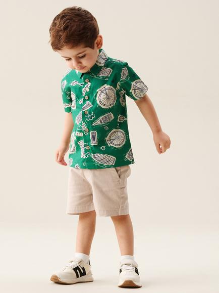 Angel & Rocket Baby City Print Shirt, Green - view 2, Green