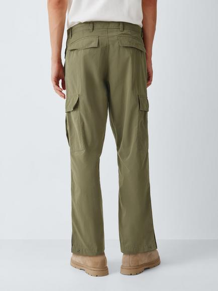 Kin Cotton Rich Cargo Trousers, Dusky Green - view 2, Dusky Green