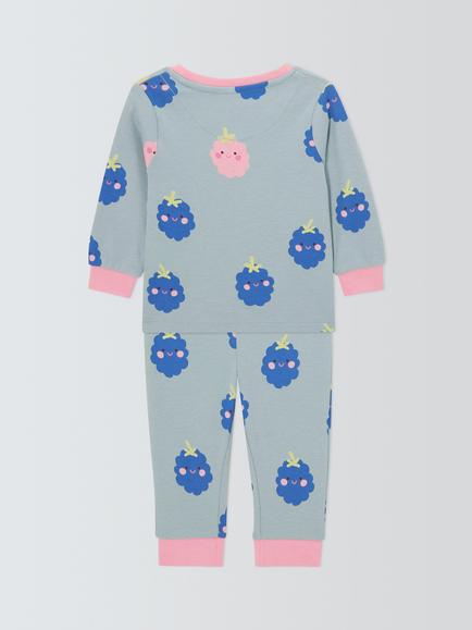John Lewis Baby Berry Pyjamas, Blue - view 2, Blue