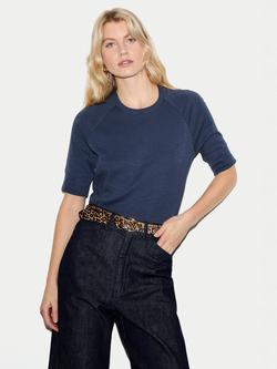 Jigsaw Cotton Luxe Raglan Sleeve T-Shirt, Blue