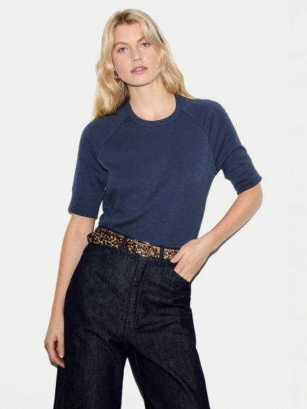 Jigsaw Cotton Luxe Raglan Sleeve T-Shirt, Blue