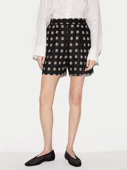 Jigsaw Japanese Check Pure Linen Shorts, Black, Black