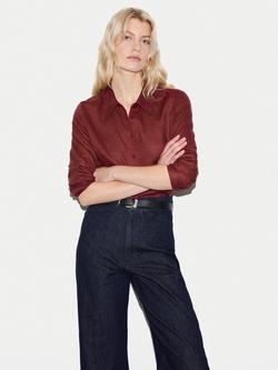 Jigsaw Classic Tailored Fit Pure Linen Shirt, Red