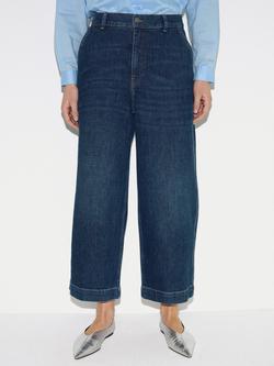 Jigsaw Hampstead Wide Leg Jeans, Mid Blue, Mid Blue