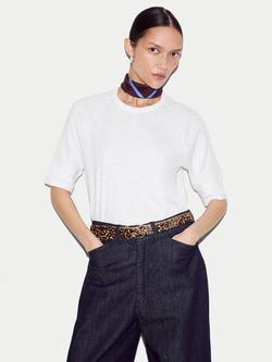 Jigsaw Cotton Luxe Raglan Sleeve T-Shirt, White