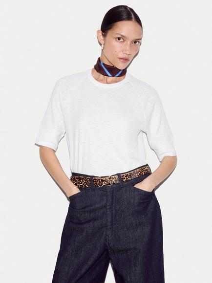 Jigsaw Cotton Luxe Raglan Sleeve T-Shirt, White