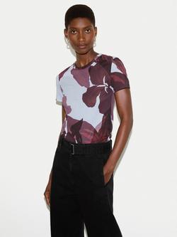 Jigsaw Iris Leaf T-Shirt, Pale Blue/Multi, Pale Blue/Multi