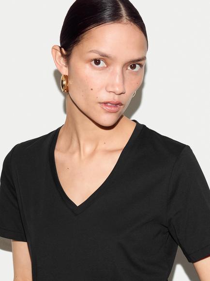 Jigsaw Supima Cotton V Neck T-Shirt - view 2, Black