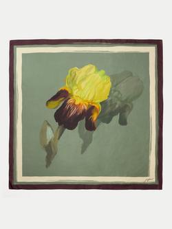 Jigsaw Iris Print Pure Silk Scarf, Green