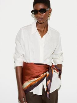 Jigsaw Iris Print Pure Silk Scarf - view 2, Orange