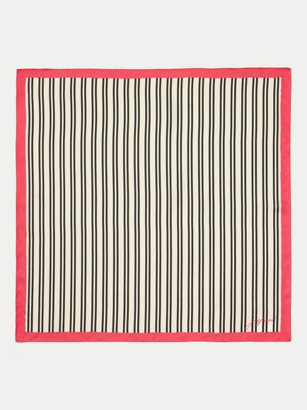 Jigsaw Stripe Pure Silk Twill Scarf, Ivory/Multi