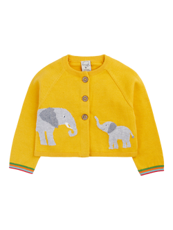 Frugi Baby Elephant Bonny Baby Cardigan, Yellow, Yellow