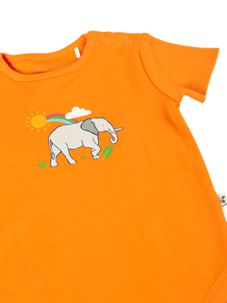 Frugi Baby Little Bodysuit and Joggers Set, Spark/Elephantplains - view 2, Spark/Elephantplains