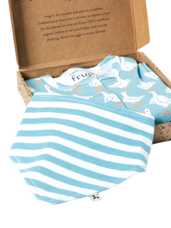 Frugi Baby Lovely Sleepsuit and Bib Gift Set - view 2, Goose Gaggle