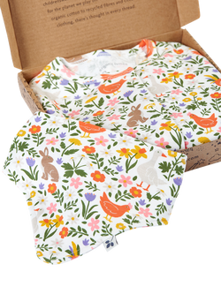 Frugi Baby Lovely Sleepsuit and Bib Gift Set - view 2, Meadow Play