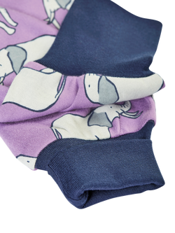 Frugi Baby Parsnip Cotton Elephant Joggers, Elephant Parade - view 2, Elephant Parade
