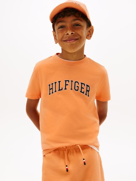 Tommy Hilfiger Kids' Varsity Short Sleeve T-Shirt, Orange