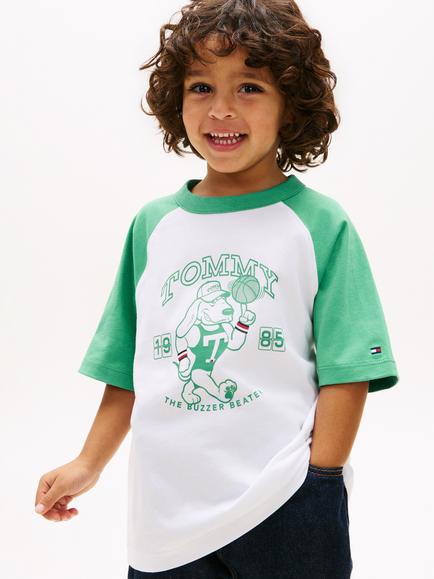 Tommy Hilfiger Kids' Sports Graphic Raglan Sleeve T-Shirt, White, White