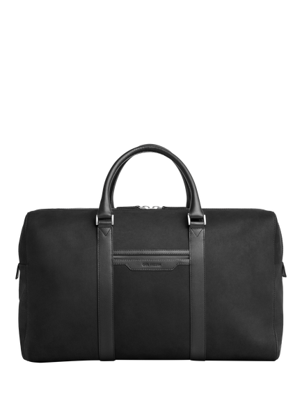Carl Friedrik Compact Weekender Leather Holdall Bag, 35L, Navy/Hackett, Black