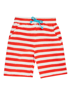 Frugi Kids' Beach Towelling Shorts, Papaya, Papaya