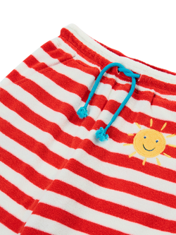 Frugi Kids' Cove Striped Drawstring Towel Trousers, Papaya - view 2, Papaya