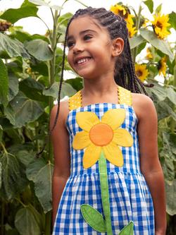 Frugi Kids' Allie Daisy Sundress, Cobalt - view 2, Cobalt