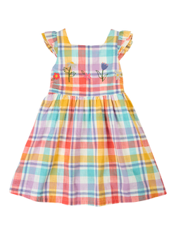 Frugi Kids' Hyacinth Embroidered Dress, Springtimechk/Flower