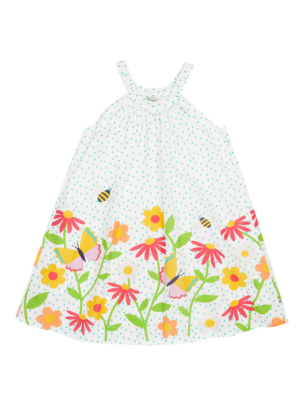 Frugu Kids' Myra Cotton Floral Twirly Dress, Happy Garden, Happy Garden