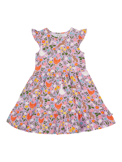 Frugi Kids' Olivia Floral Skater Dress, Lupin Meadow Play, Lupin Meadow Play