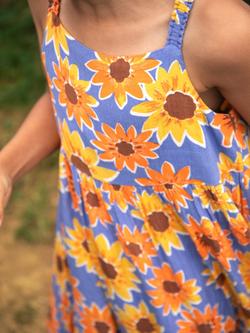 Frugi Kids' Sophie Sleeveless Summer Dress, Sunflowers - view 2, Sunflowers