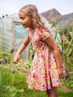 Frugi Kids' Spring Short Sleeve Skater Dress, Grow Happiness - view 2, Grow Happiness